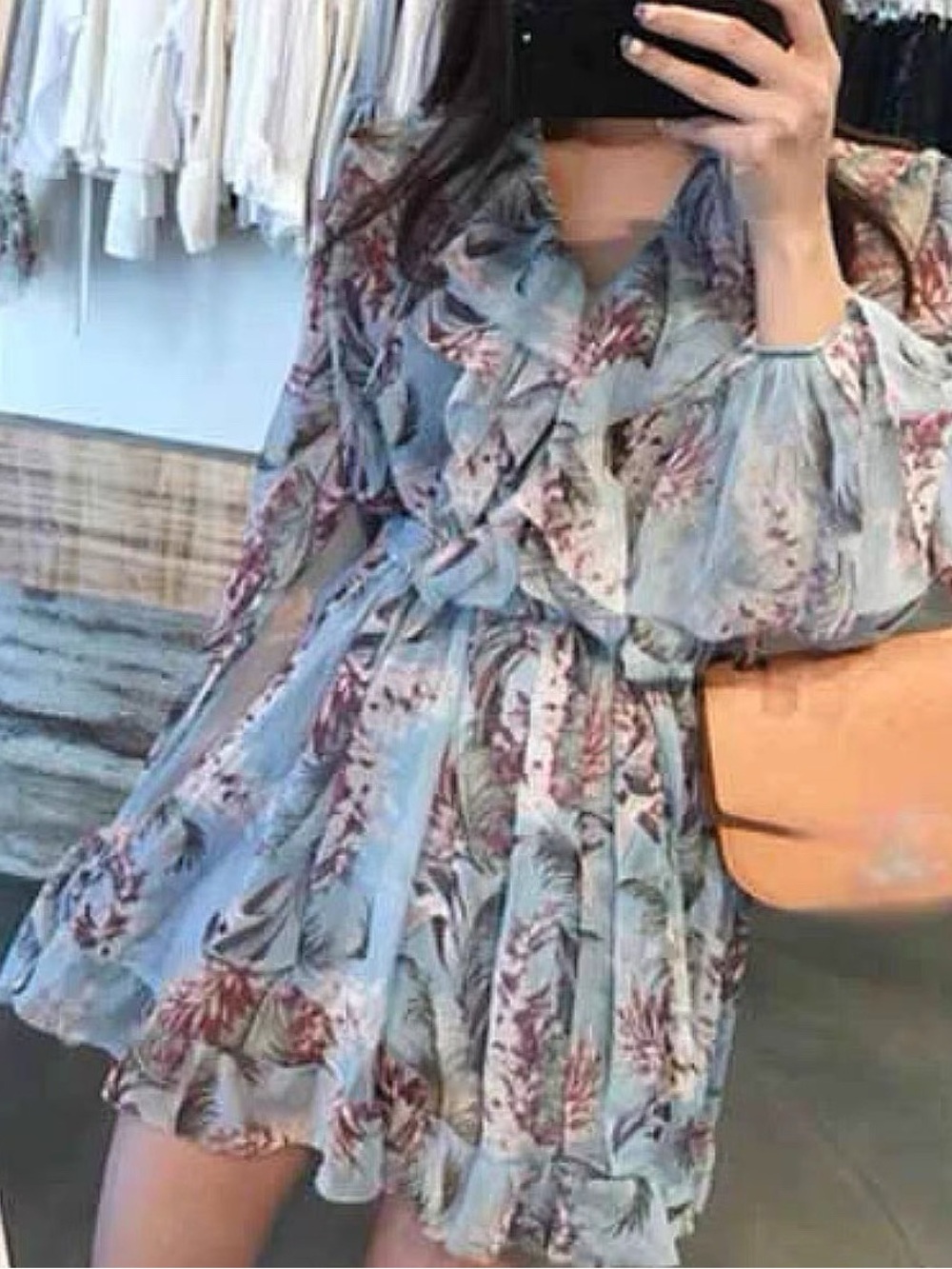 XIA Floral Ruffle Romper | Size M | Blue